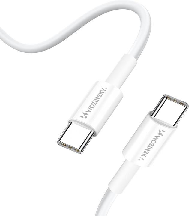 Actual product image Wozinsky GaN 65W Ladegerät mit 2xUSB-C USB-Anschlüssen mit 65W CC-Kabel - Weiss (65 W)