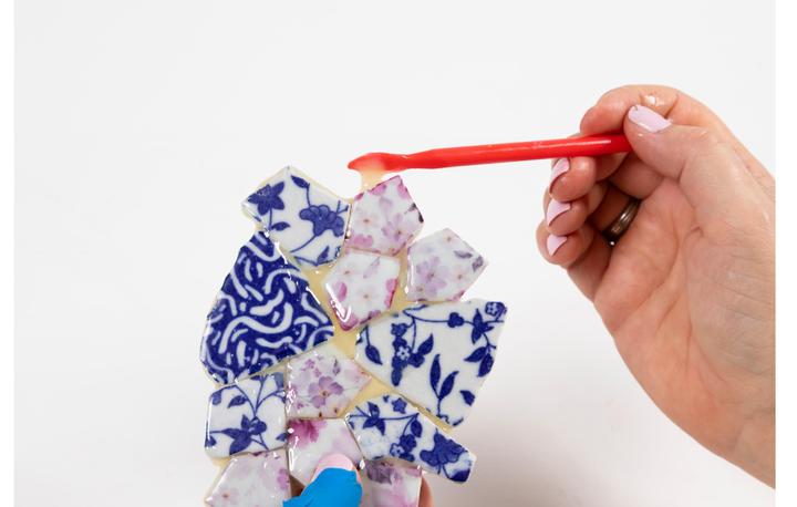 Creative Craft Kit Kintsugi, Coaster, blue, gold, light red