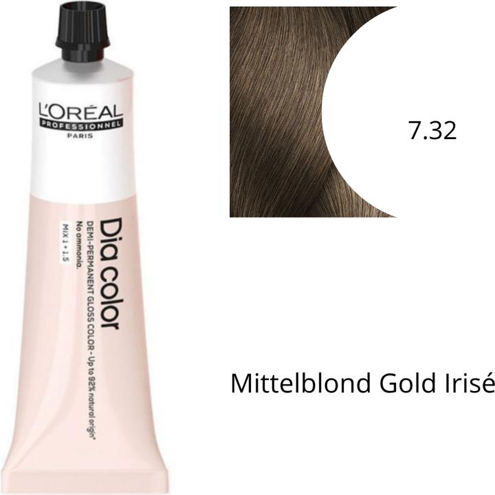 Actual product image L'Oréal Professionnel L'Oréal DIA Color 7.32 Mittelblond Gold Irisé 60 ml (Gold,Blonde)