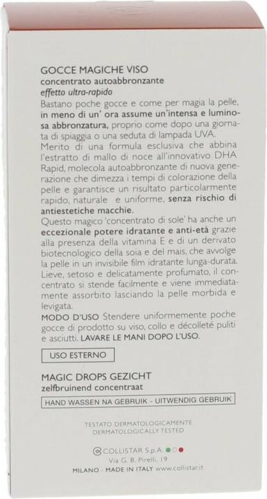 Nutritional values and ingredients Collistar Magical face serum (Self tanning serum, 30 ml)