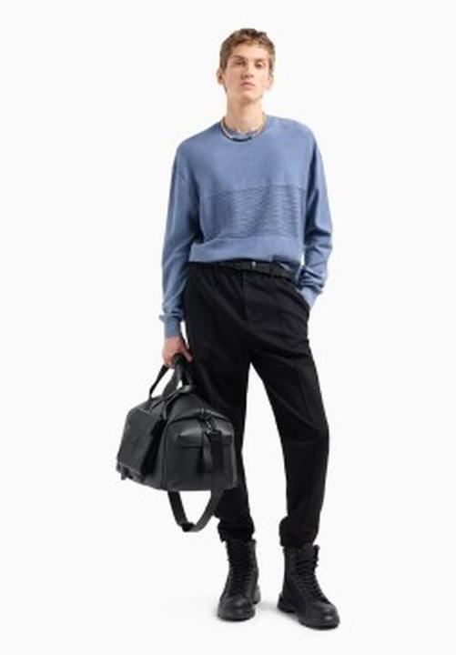 Actual product image Armani Exchange Comber Cotton Horizontal Stripe Pullover Sweater (XL)