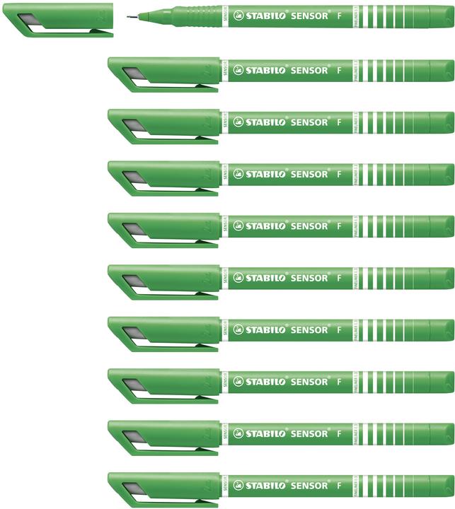 Produktbild STABILO Fineliner Sensor, Strichbreite 0,3 oder 0,7 mm, 4 Farben zur Auswahl, 10 Stück (Grün, 10 x)