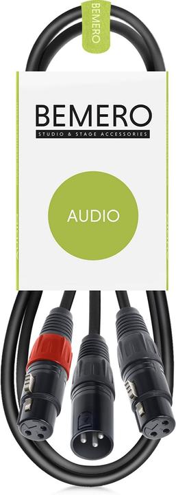 Bemero BAC4142-75BK Y-Adapterkabel 1x XLRm - 2x XLRf 0.75m schwarz (0.20 m, XLR Kabel)