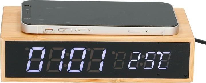 Actual product image Mikamax Bamboo Wireless Charger Clock (15 W)