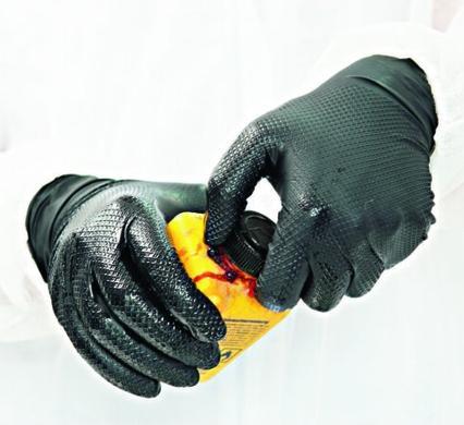 Actual product image Hygostar Nitrile glove ""POWER GRIP"", L, black powder-free, length: 240 mm, ambidextrous, inside (L)