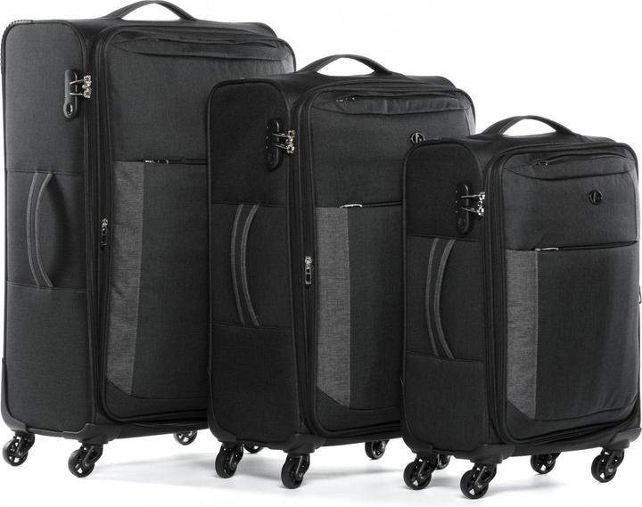Produktbild Fergé Kofferset Weichschale 3-teilig Schwarz Dunkelgrau (110 l, M (50 - 90l), L (90 - 115l), XL (ab 115l))