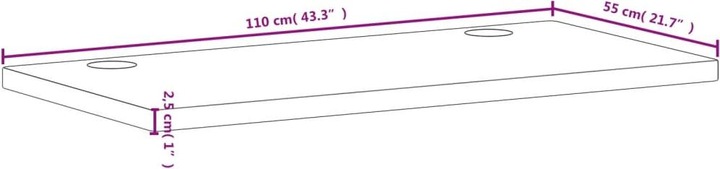 Actual product image VidaXL Schreibtischplatte 110x55x2,5 cm Massivholz Buche,Material (110 x 55 x 2.5 cm)