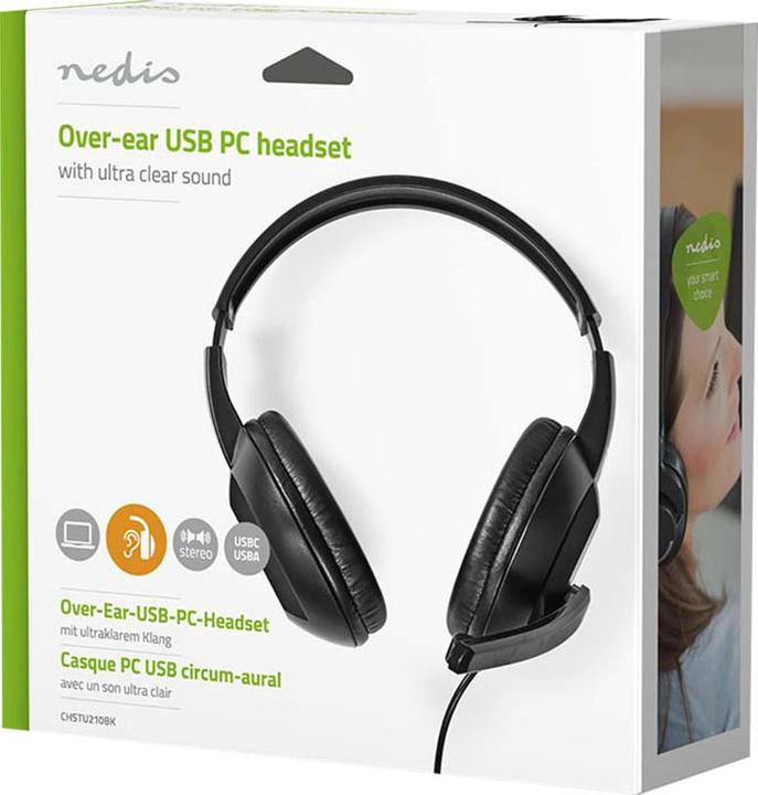 Immagine prodotto Nedis Cuffie per PC Over-Ear - Nero (Cablato, USB-A, Team Microsoft, Zoom)