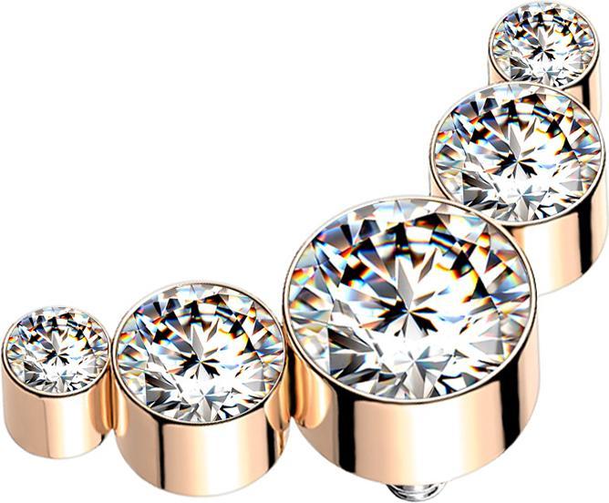 Immagine prodotto Star Piercing Dermal Anchor oro rosa cinque cristalli argento (senza ottone, Acciaio chirurgico 316L)