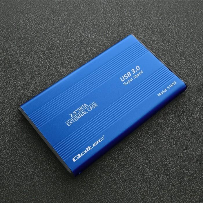Actual product image Qoltec External Hard Drive Case HDD/SSD 2.5" SATA3 USB 3.0 Mėlyna (0.42 m)