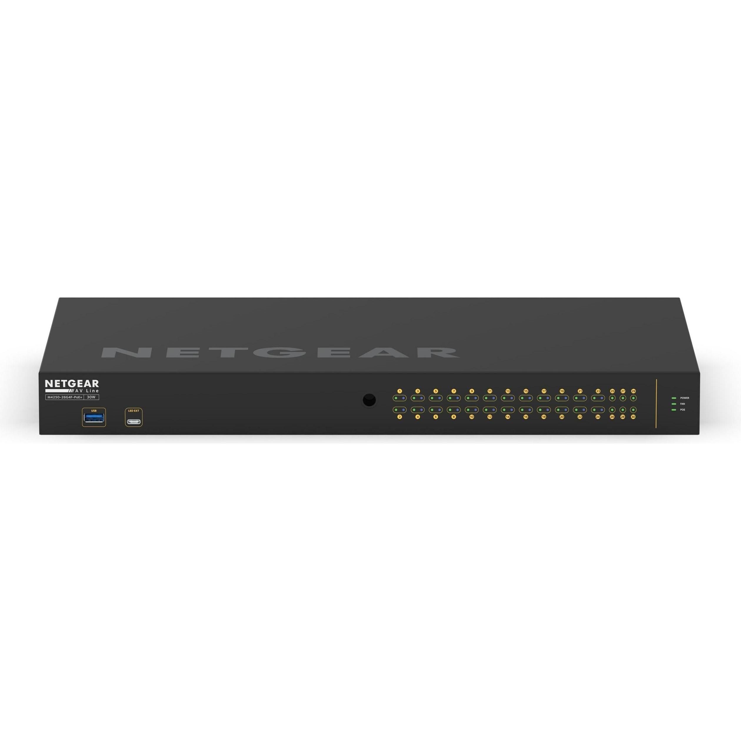 Netgear M4250-26G4F-PoE+ (26 Ports), Netzwerk Switch, Schwarz