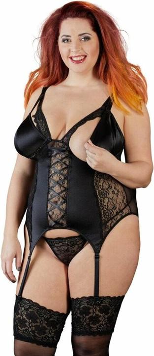 Produktbild Cottelli Collection Strapshemd Aus Powernet Und Spitze, Abknöpfbare Cups (XXL)