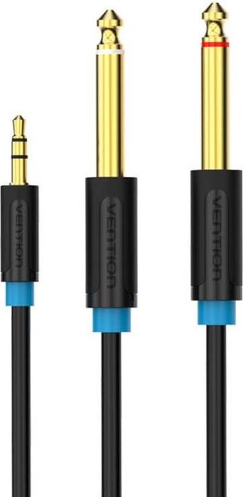 Produktbild Vention BACBJ Male TRS 3.5mm to 2x Male 6.35mm Audio Cable 5m Black (5 m)