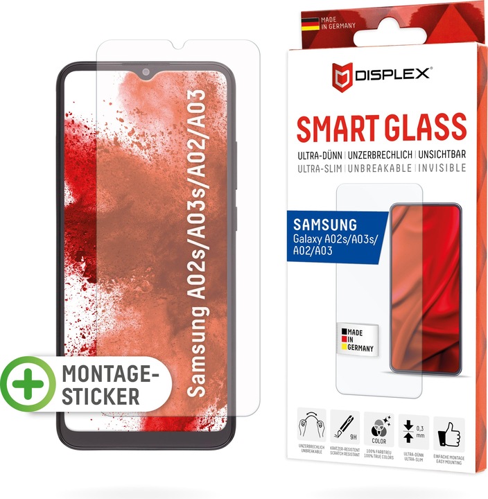 Produktbild Displex Smart Glass (1 Stück, Samsung Galaxy A03, Samsung Galaxy A03s, Samsung Galaxy A04, Samsung Galaxy A02s, Samsung Galaxy A04e)