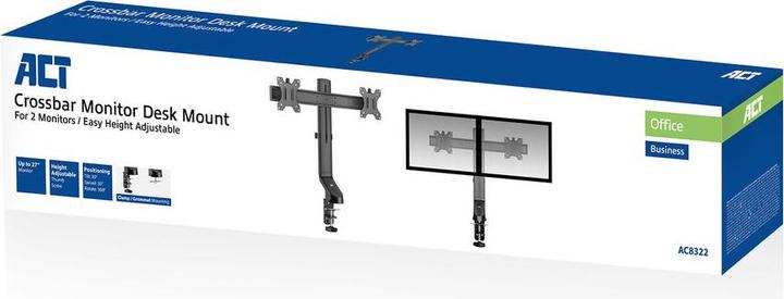 Actual product image Monitor Desk Mount with Crossbar, 2 screens up to 27ö, with thumb screw (Table, 27")
