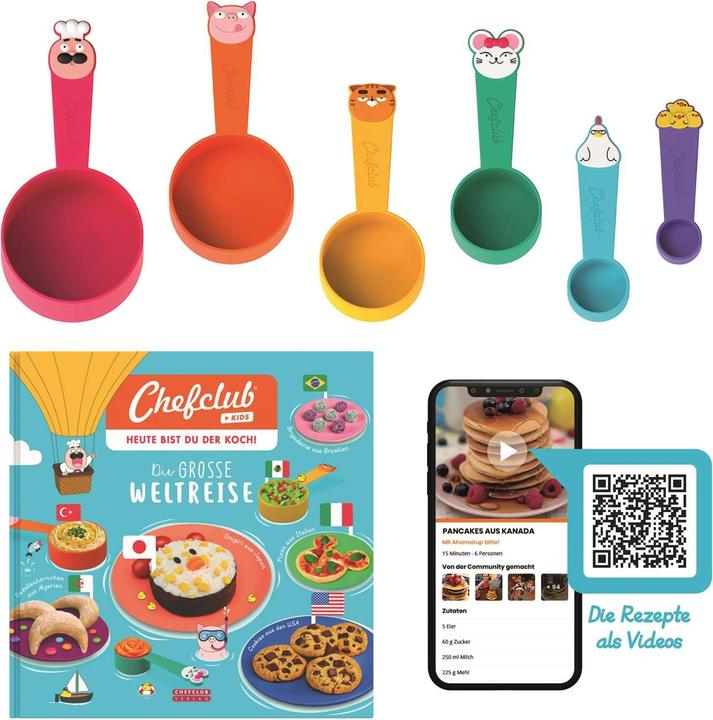 Produktbild Chefclub Backset Buch 'Die grosse Weltreise' mit den Messbechern