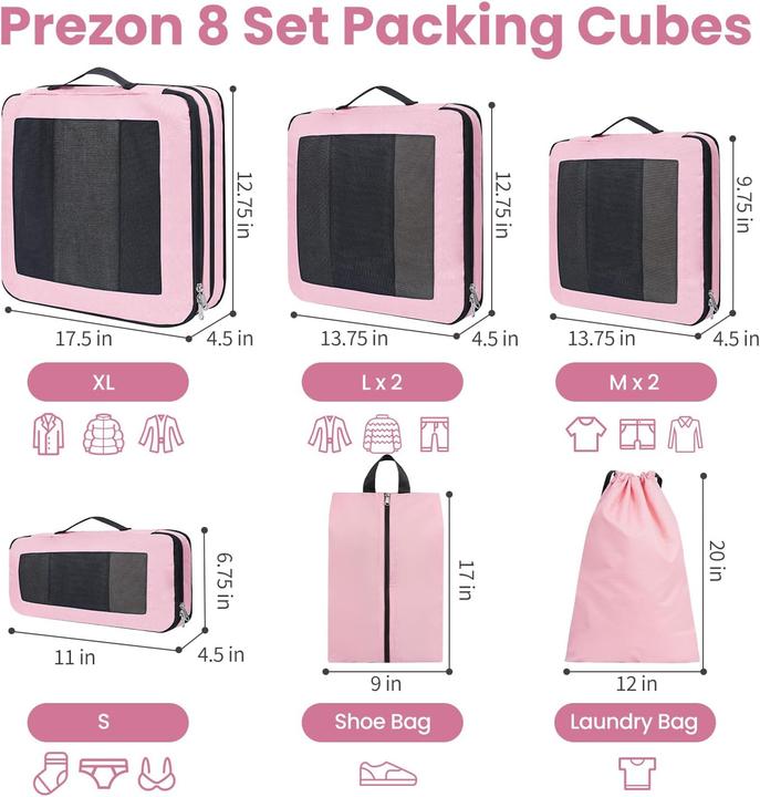 Produktbild Prezon 8er-Set Kompressions-Packwürfel