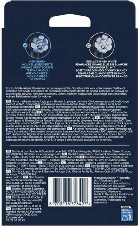 Image du produit Oral-B Oral B - iO Series Ultimate Clean Black Replacement Brush Heads - Black - 8 count (8 x)