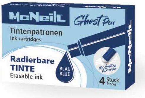 Actual product image McNeill Radierbare Tintenpatronen löschbar 4 St. In Box (Blue, 4 pcs.)