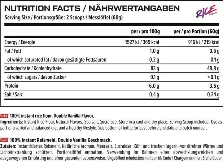Nährwerte und Zutaten Vast Instant Rice Pudding (900G Dose) (900 g)