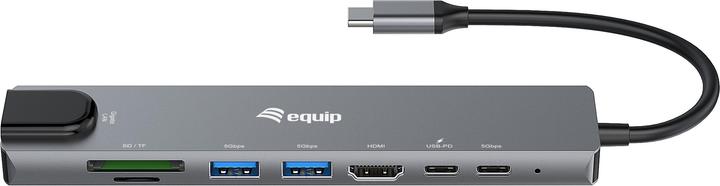 Immagine prodotto equip Adapter USB-C -> HDMI,GbE,3xUSB3.2 Gen1,SD/TF,PD 100W (USB-C, 8 porte)