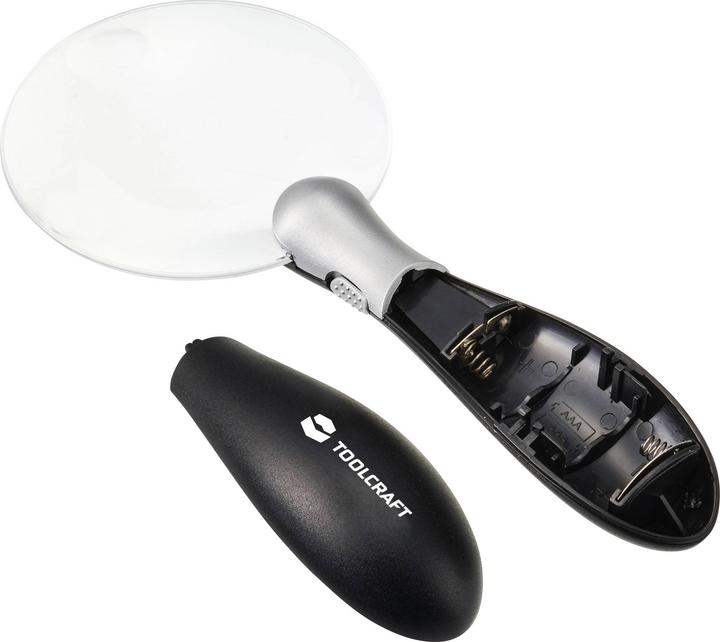 Actual product image Toolcraft TO-8997036 Hand-held magnifier with LED lighting Magnification factor: 3x, 5x