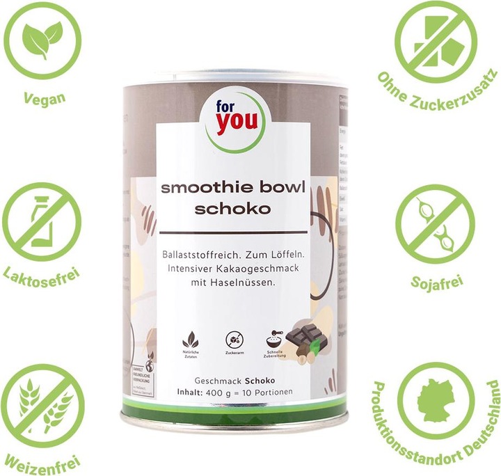 Actual product image For You smoothie bowl chocolate (10 Piece, Powder, 400 g)