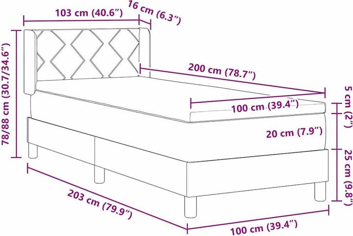 Produktbild vidaXL Boxspringbett (100 x 200 cm)