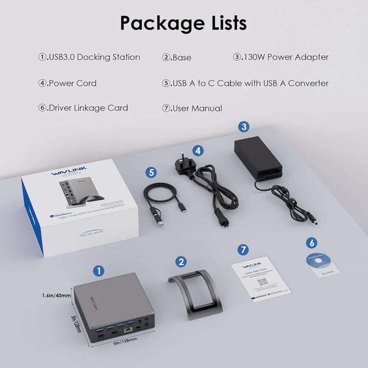 Immagine prodotto Wavlink Docking Station Universale USB-C 4K Dual HDMI con 9 Porte e Alimentazione 65W/100W (USB-C, 9 porte)