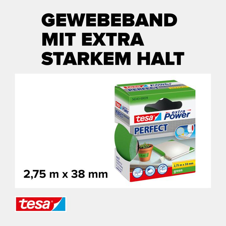 Actual product image tesa EXTRA POWER PERFECT fabric tape, fabric-reinforced duct tape (38 mm)