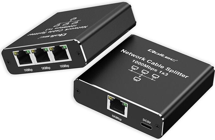 Productafbeelding Qoltec Splitter Ethernet mini SWITCH 1x3 RJ45 USB C (4 ports)