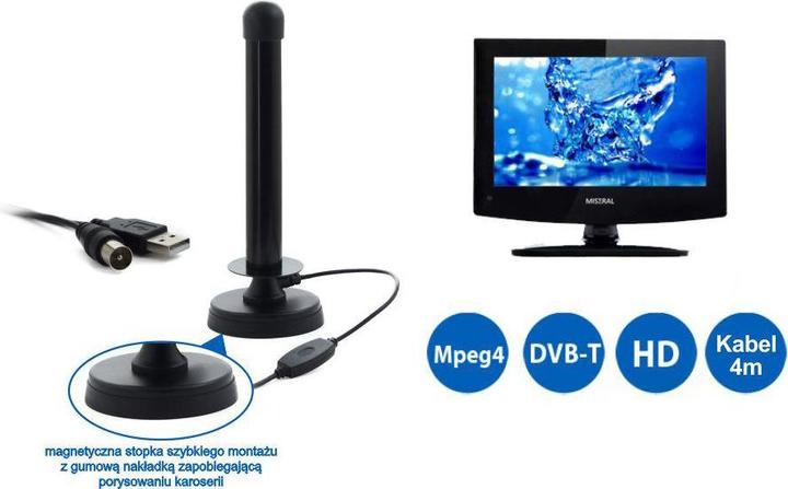 Produktbild Nvox Mistral mi-ant100 ultra-sensitive waterproof active antenna car tv dvb-t with magnetic shoe