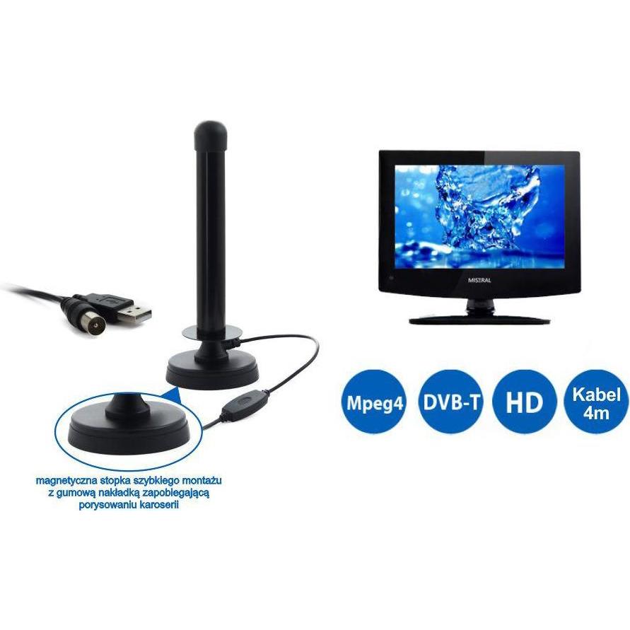 Thumbnail - Nvox, Auto Antenne, Mistral mi-ant100 ultra-sensitive waterproof active antenna car tv dvb-t with magnetic shoe