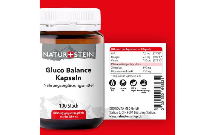Actual product image Naturstein Gluco balance Capsules 100 pcs (100 Piece, Capsules, 147 g)