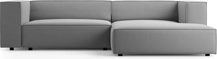 Actual product image Cosmopolitan Design Velvet Right Corner Sofa, "Arendal", 3 Seats, Light Grey, 224x166x70 Made in Europe (3-seater, Corner sofa)