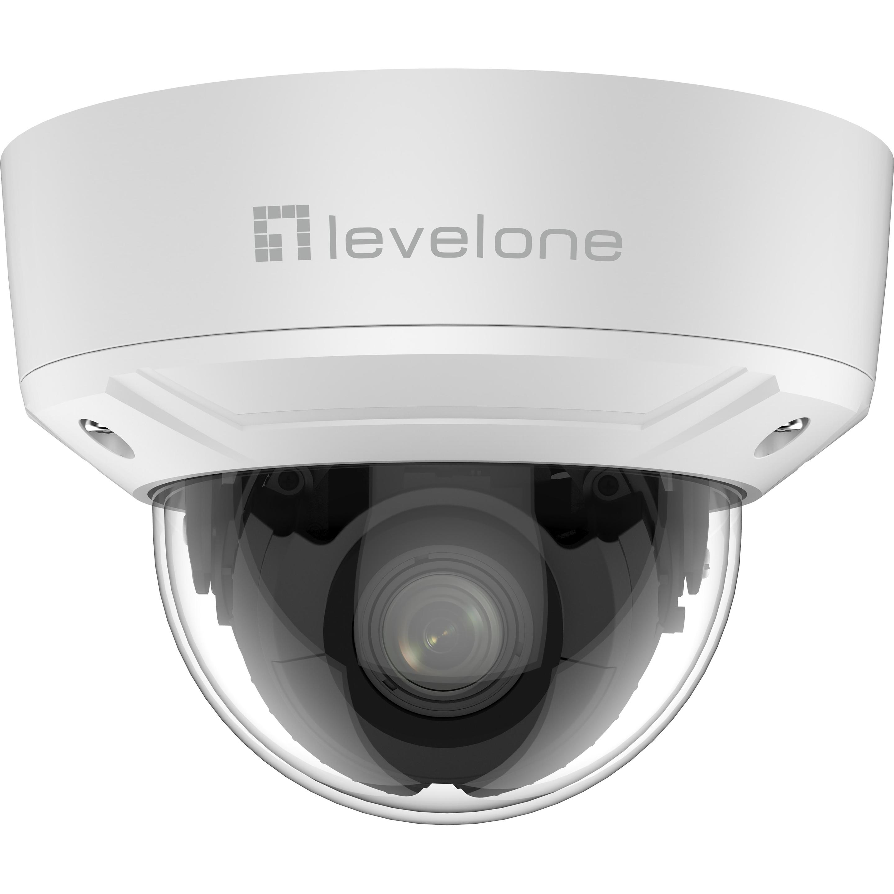 LevelOne IPCam FCS-3461 Dome Out 2MP H.265 IR 10W PoE (1920 x 1080 Pixels), Netzwerkkamera, Weiss