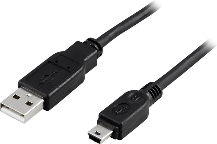 Produktbild Deltaco USB 2.0 Cable Type A ha - Type Mini B ha, 2m - Black (2 m, USB 2.0)