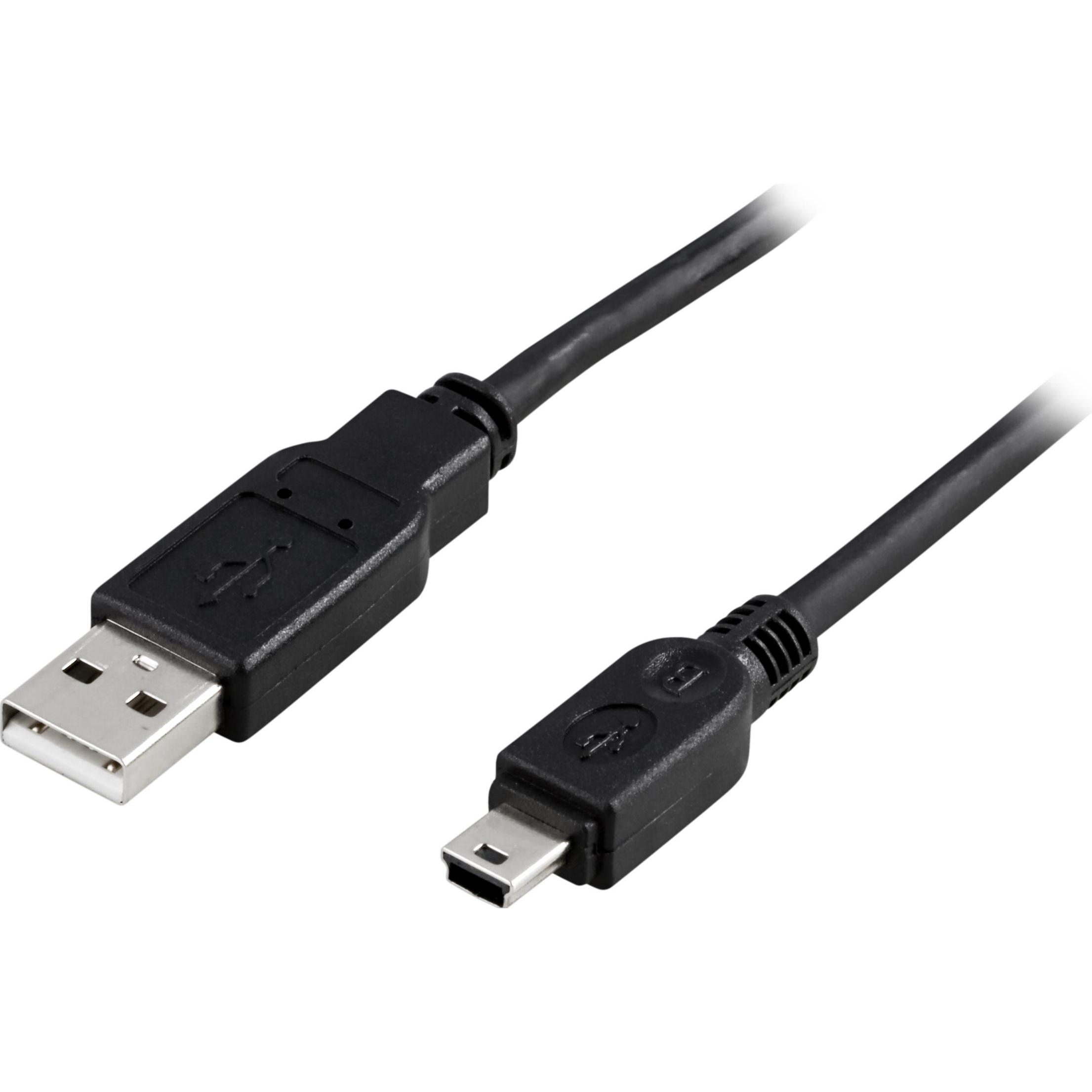 Deltaco Cavo USB 2.0 A/mini B, cavo USB A Mini-USB B Nero (1 m, USB 2.0), Cavo USB