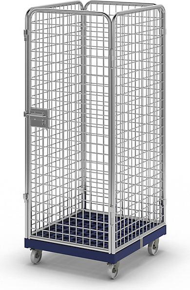 kaiserkraft Wire mesh container with plastic roll plate (500 kg)