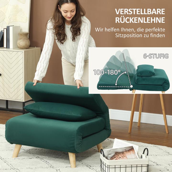Produktbild Homcom Schlafsessel Polyester, Stahl Dunkelgrün