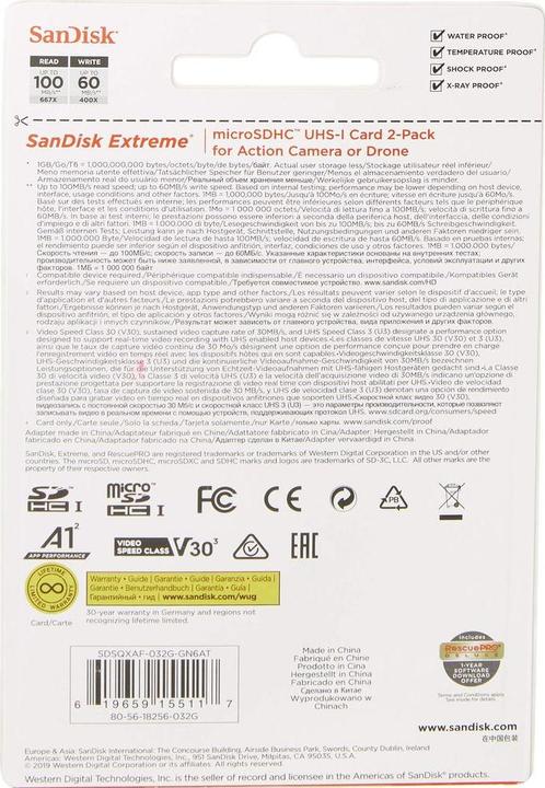 Produktbild SANDISK microSDHC ActionSC 32GB 2x Extr.100MB (32 GB, microSDHC, U3, UHS-I)