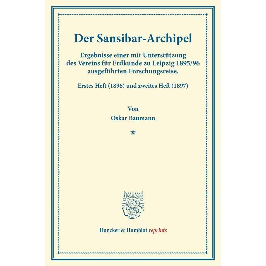 Thumbnail - Der Sansibar-Archipel, Fachbücher von Oskar Baumann