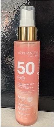 Actual product image Alphanova Sun Oil Pink Glitter High Protection SPF 50 (Suntan oil, SPF 50, 125 ml)