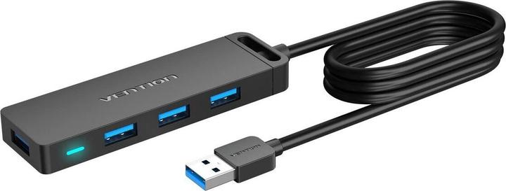 Actual product image Vention USB 3.0 4-Port Hub with Power Adapter CHLBF 1m, Black (USB-A, 4 ports)
