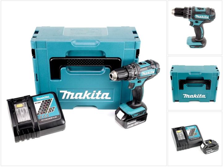 Produktbild Makita DHP 482 RT1J Akku Schlagbohrschrauber 18V 62Nm im Makpac + 1x 5,0 Ah Akku + Ladegerät (Akkubetrieb)