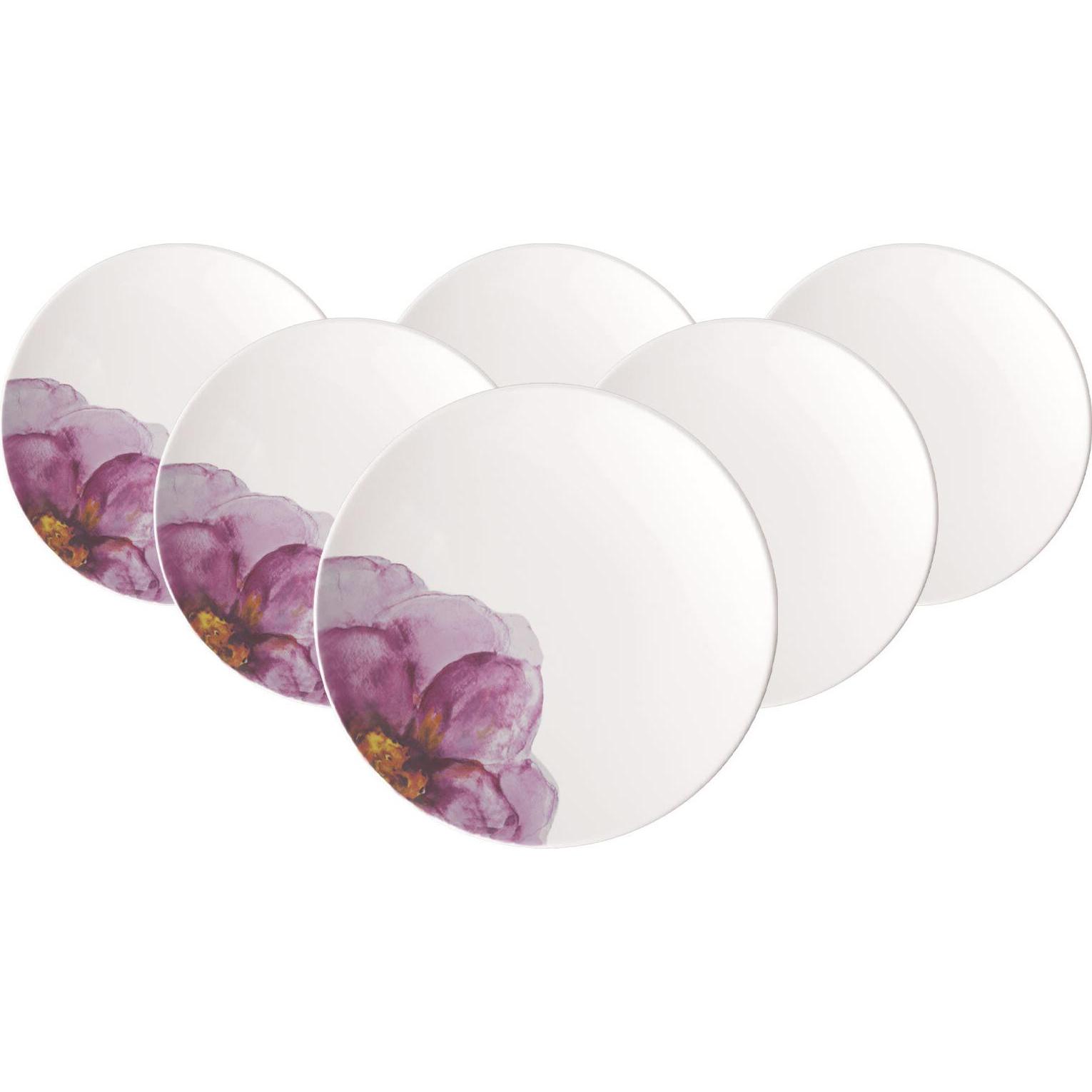 Villeroy & Boch Multipack Rose Garden Frühstücksteller Coupe - 6 Stück, Teller, Mehrfarbig