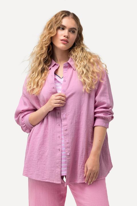 Produktbild Ulla Popken Musselin-Hemdbluse, Oversized, Hemdkragen, Langarm (50, 52)