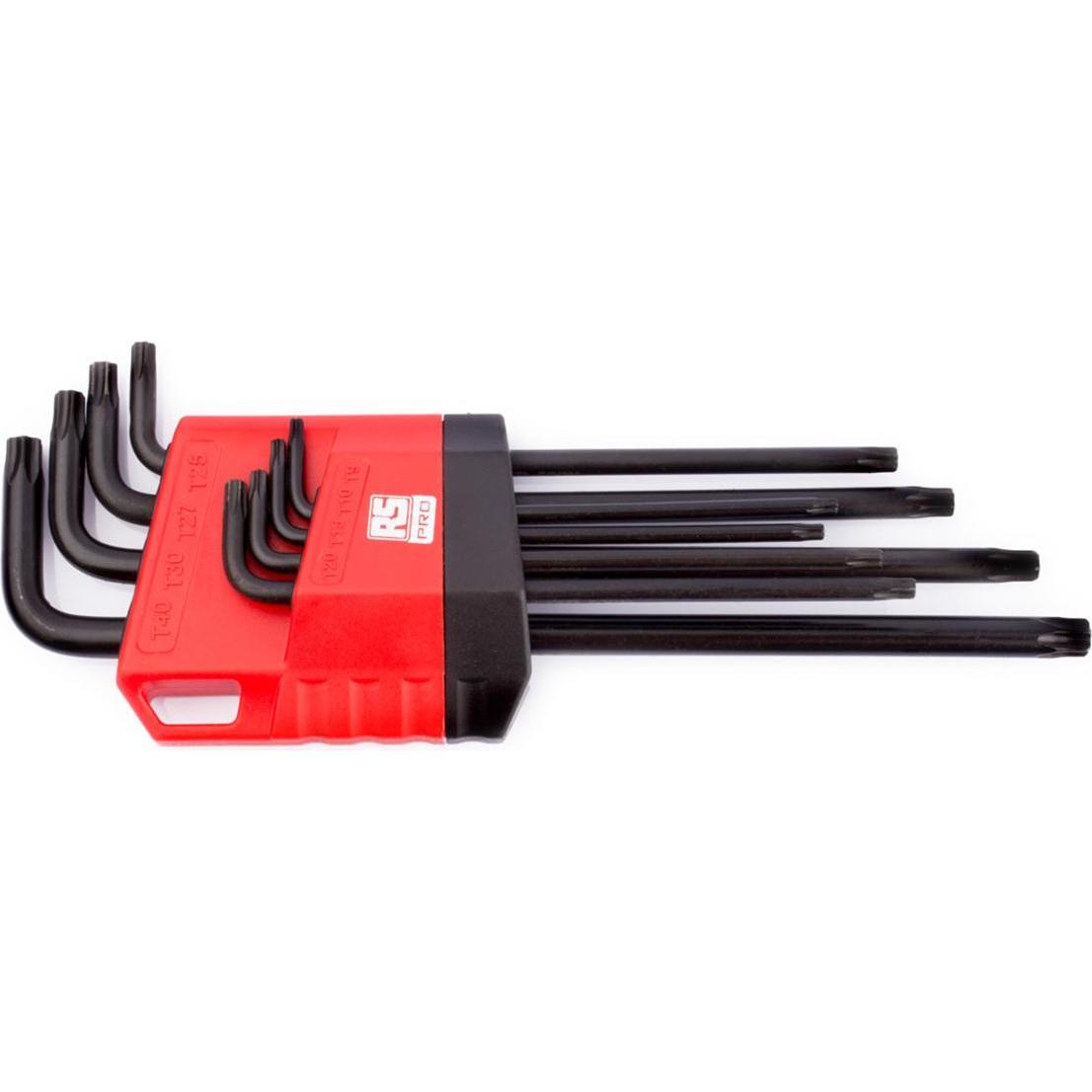 Rs Pro, Sechskantschlüssel, L-Form TORX-Schlüsselsatz Lang, CrV-Stahl 8-teilig, T10, T15, T20, T25, T27, T30, T40, T9
