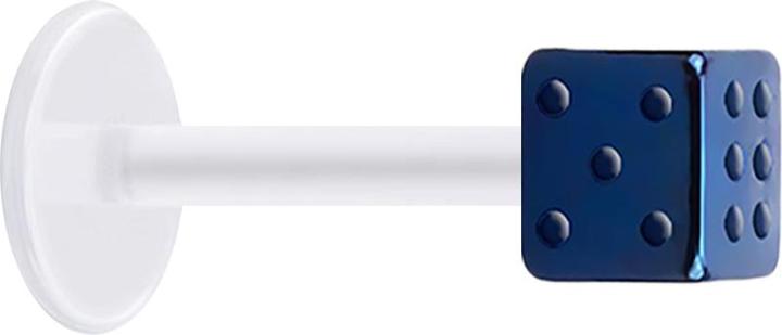 Produktbild Star Piercing Micro Labret transparent mit Würfel dunkelblau (ohne Messing, Chirurgenstahl 316L, Kunststoff)