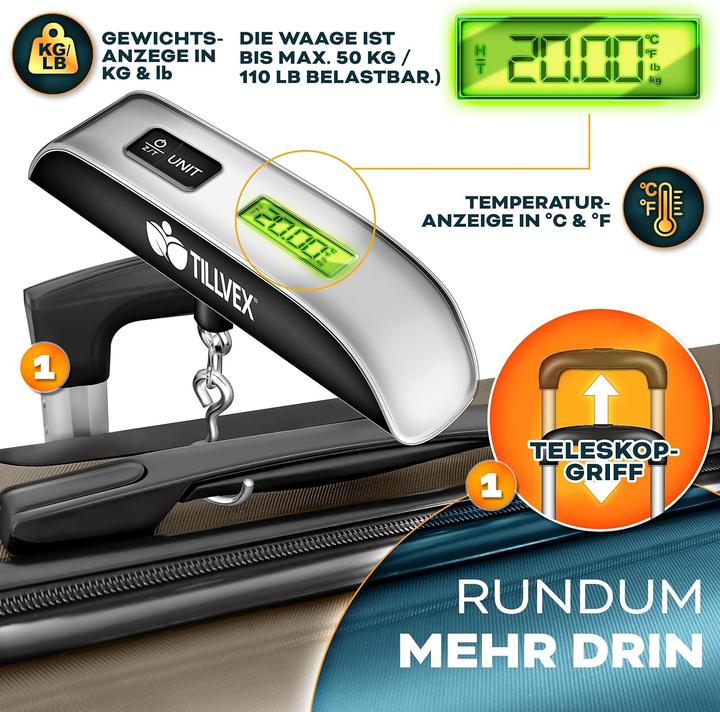 Actual product image Tillvex 3-teiliges Reisekoffer Set mit Gepäckwaage & Kofferzubehör